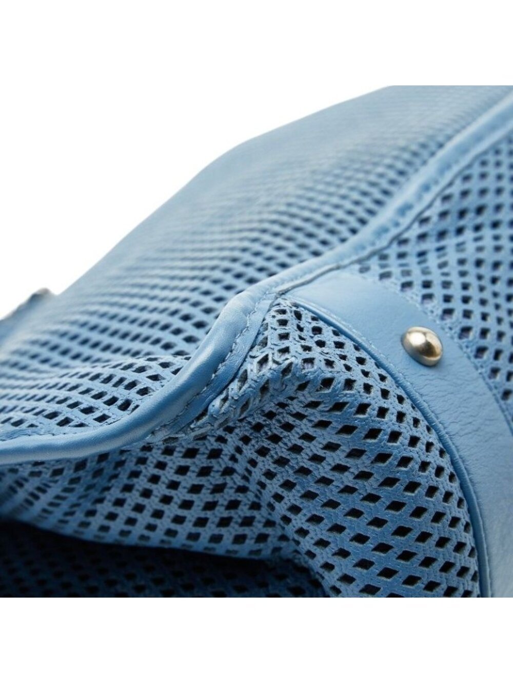 Chanel CC Logo Mesh Chain Tote Light Blue Leather - Picture 7 of 10